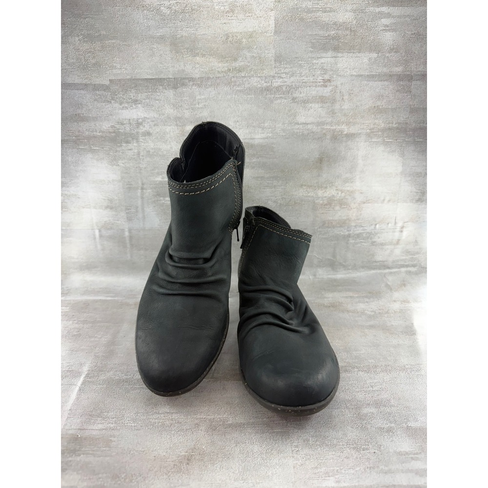Rockport Cobb Hill Women Black Leather Ruched Ankle Boots CCR09BK Size 7 W